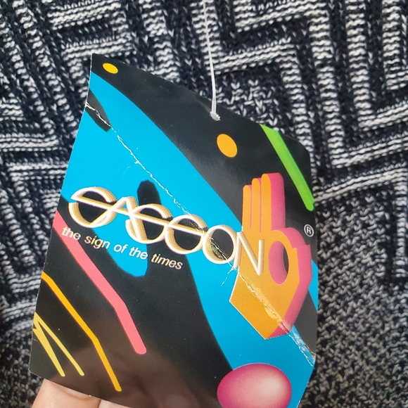 Vintage Sasson Black White Abstract Sweater XL - Picture 4 of 8